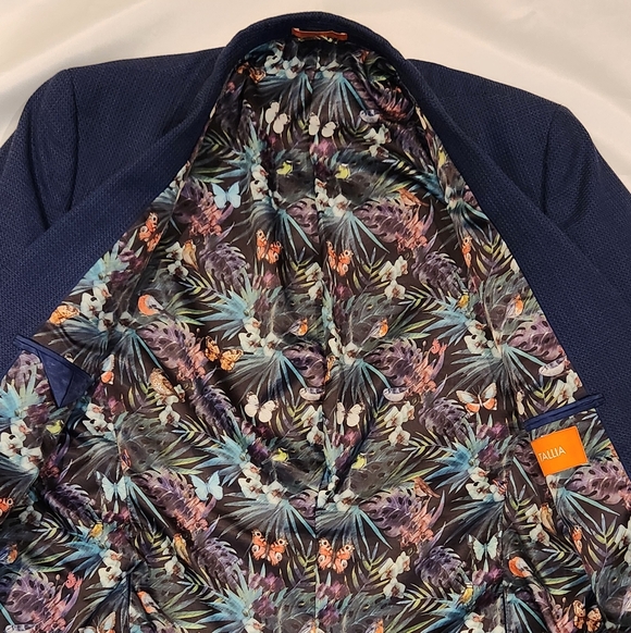 TALLIA Royal Men's Blue Blazer with Patterned Lining Size 48L - Picture 4 of 10